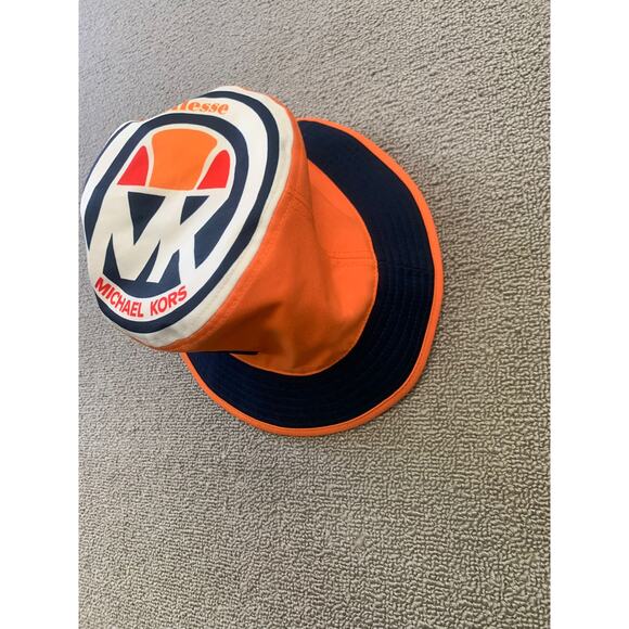 MICHAEL KORS Women‎ One Size Orange Navy Logo Bucket Hat - Picture 7 of 10